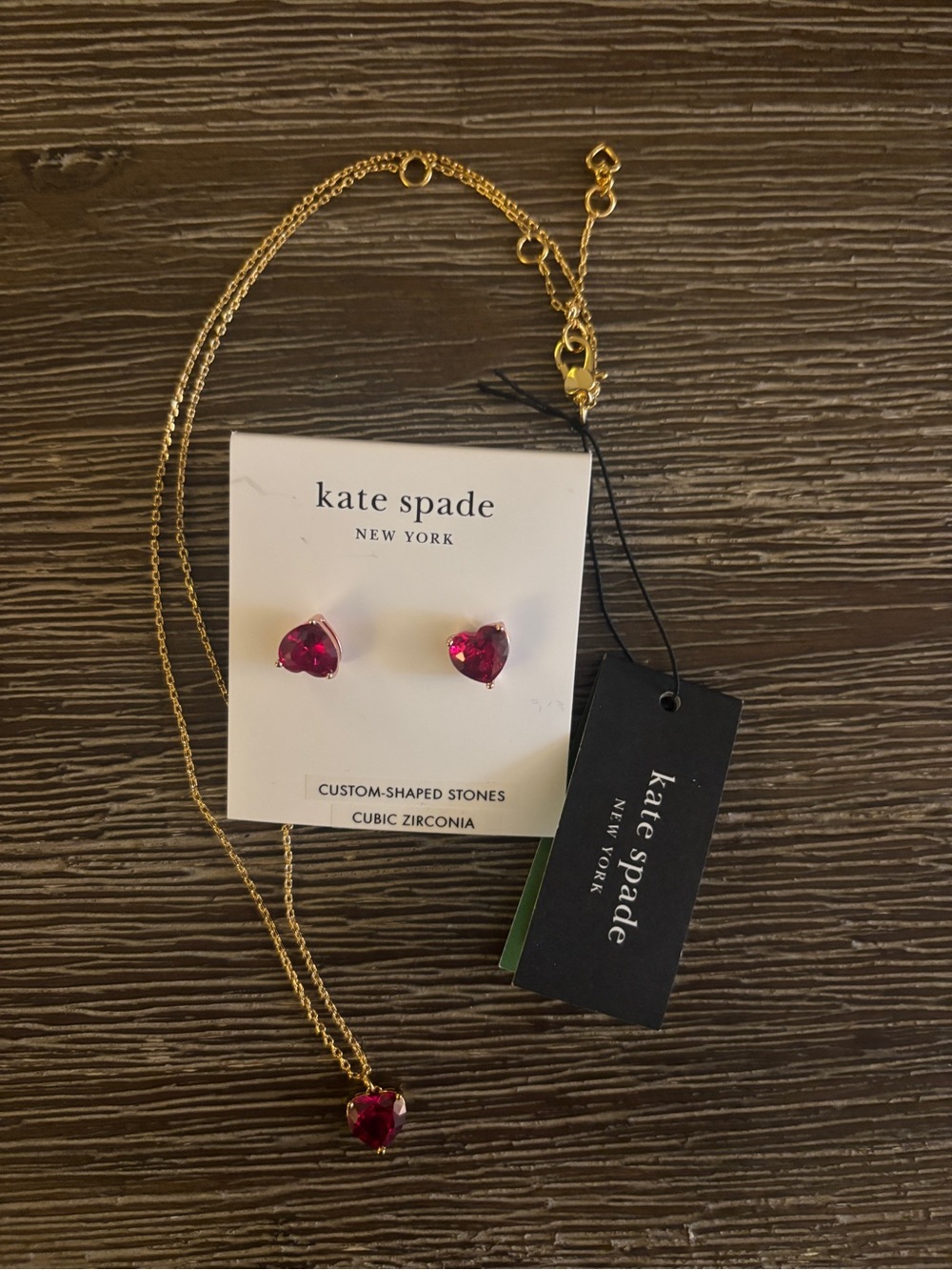 kate spade Gold-Tone Necklace with Pink Heart Pendant